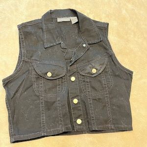 Women’s Black Denim Biker Vest by Expressions